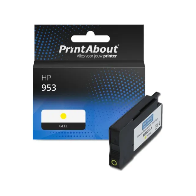 PrintAbout huismerk Inktcartridge 953 (F6U14AE) Geel Geschikt voor HP