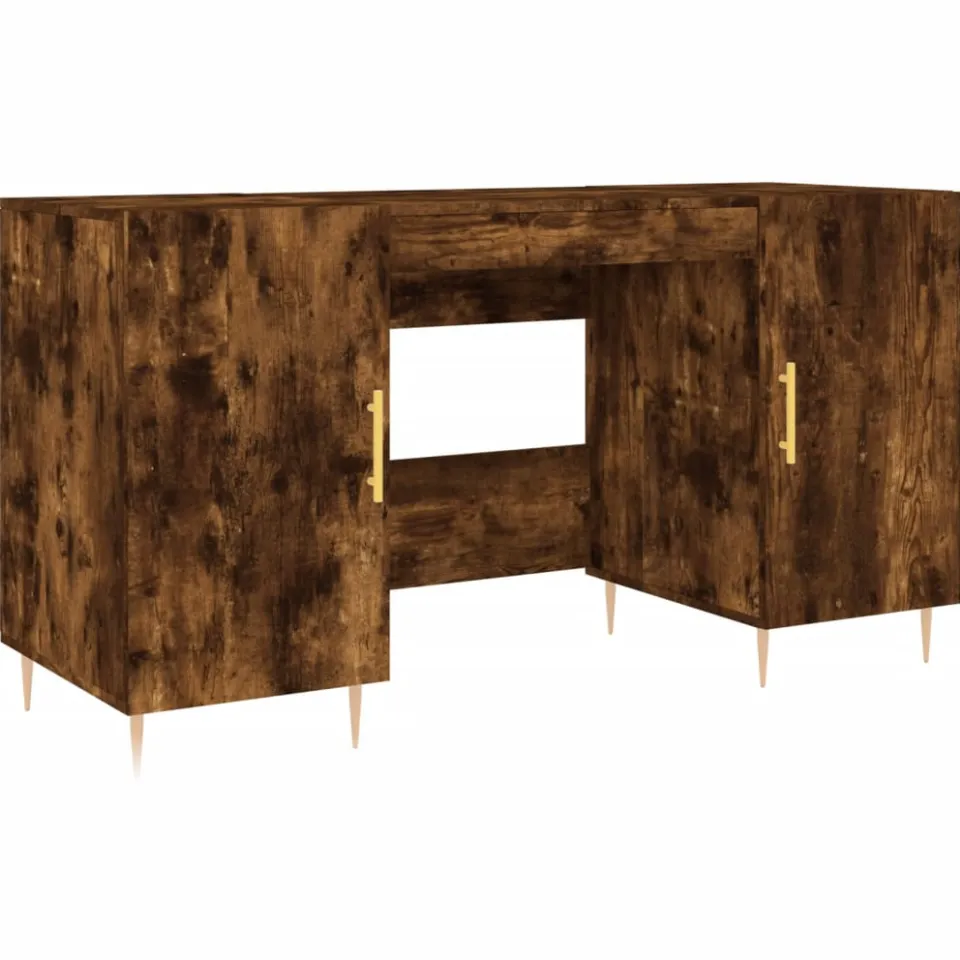 vidaXL Bureau 140x50x75 cm bewerkt hout gerookt eikenkleurig, foto 3