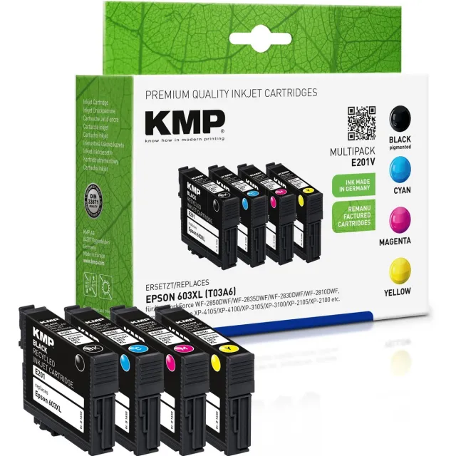 KMP Inkt combipack vervangt Epson Epson 603XL (C13T03A14010, C13T03A34010, C13T03A44010), Epson (C13T03A24020) Compatibel Combipack Zwart, Cyaan, Magenta, Geel Zwart;Cyaan;Magenta;Geel