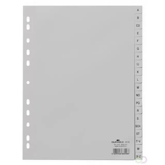 Durable Tabbladen A4 20-delig bedrukte tabs A-Z (Duits) PP
