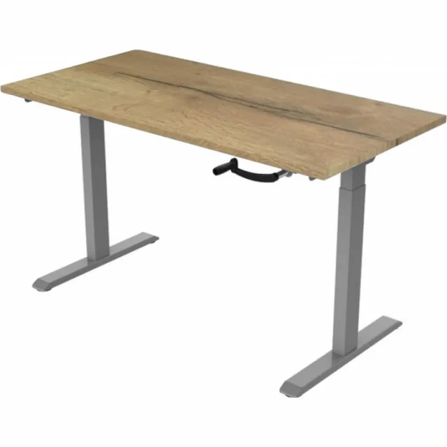 Game Hero Office Hero® Cosmic Slinger- Zit sta bureau in hoogte verstelbaar grijs frame - Game bureau - Computertafel - Werktafel - 120x80 - Natuur eik
