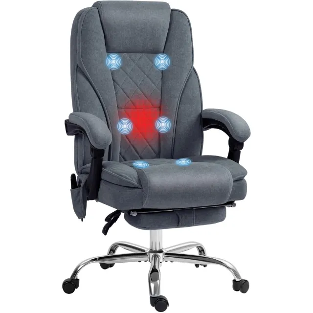 Vinsetto Massagebureaustoel-Fluwelen (100% polyester)-67x72x119cm-Donkergrijs