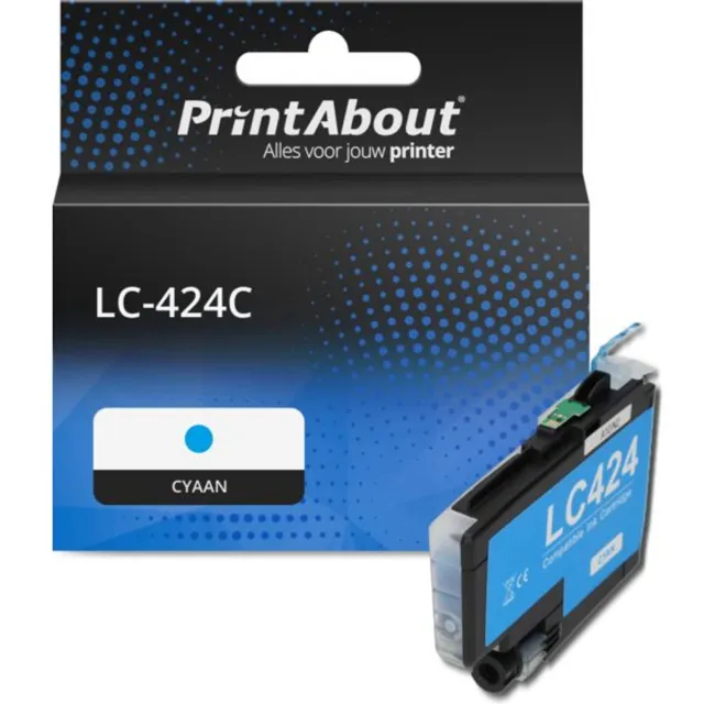 PrintAbout huismerk Inktcartridge LC-424C Cyaan geschikt voor Brother
