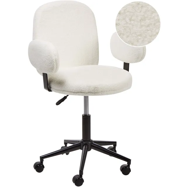 Beliani MORAGA - Bureaustoel - Gebroken wit - Bouclé