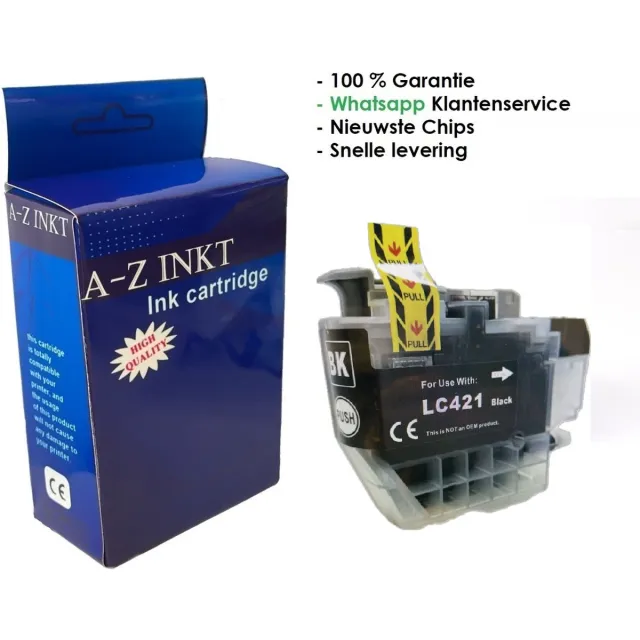 AtotZinkt premium huismerk Inktcartridge voor Brother LC421XL BK zwart 1 stuk | Geschikt voor Brother DCP-J1050DW - MFC-J1010DW - DCP-J1140DW