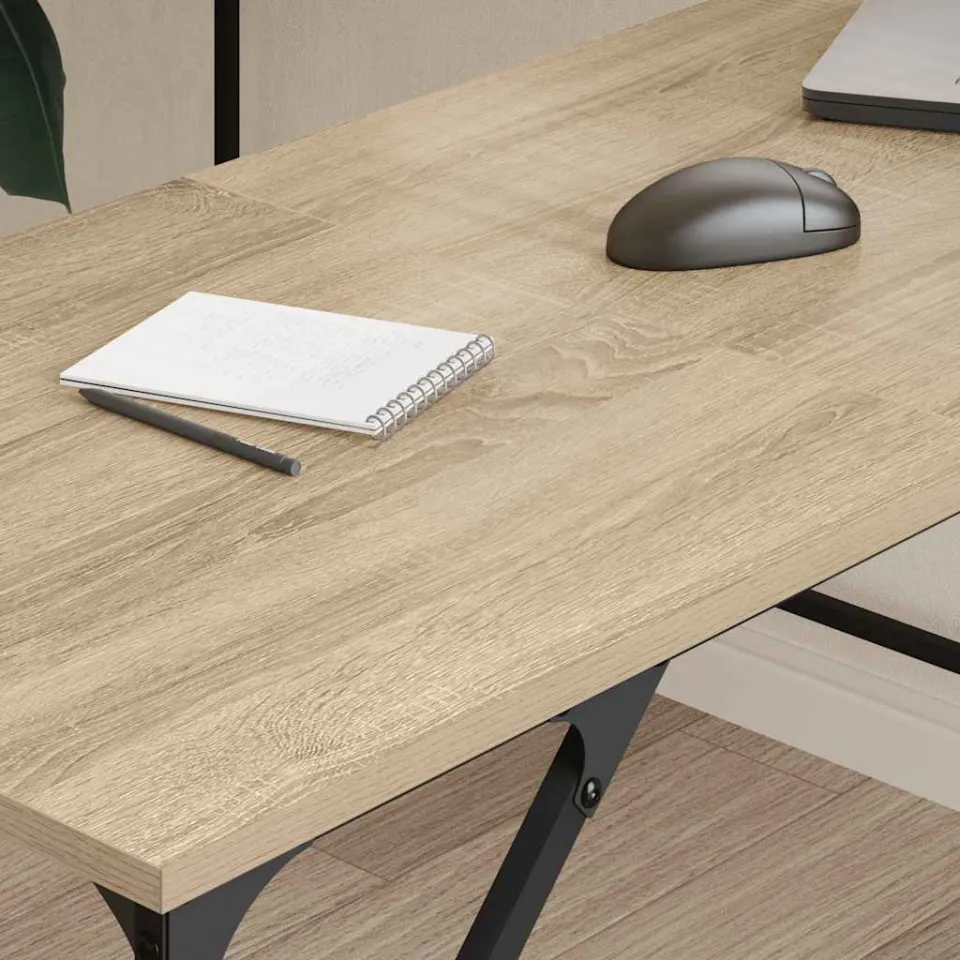 vidaXL Bureau 149x149x75 cm bewerkt hout sonoma eikenkleurig, foto 4