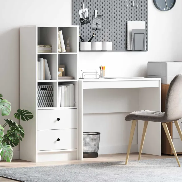vidaXL Bureau Wit 135,5 x 40 x 127 cm 2 st, foto 2