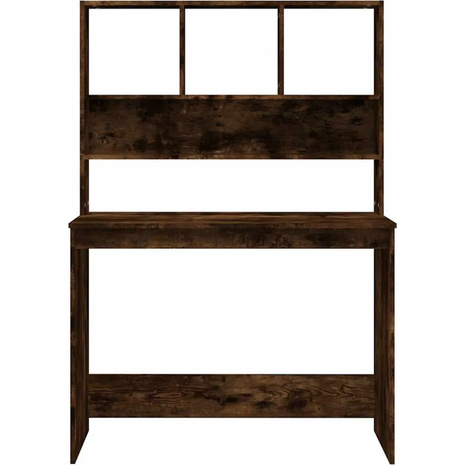 vidaXL Bureau met schappen 102x45x148 cm bewerkt hout gerookt eiken, foto 4