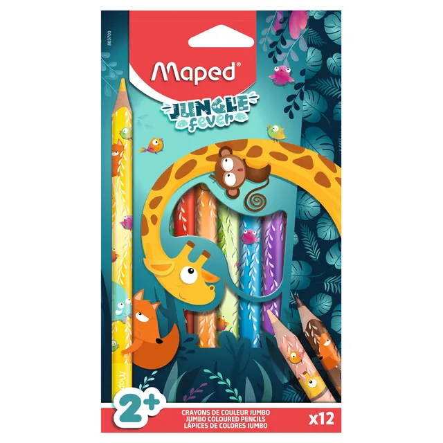 Maped Kleurpotlood Maped Jungle Fever jumbo set à 12 kleuren