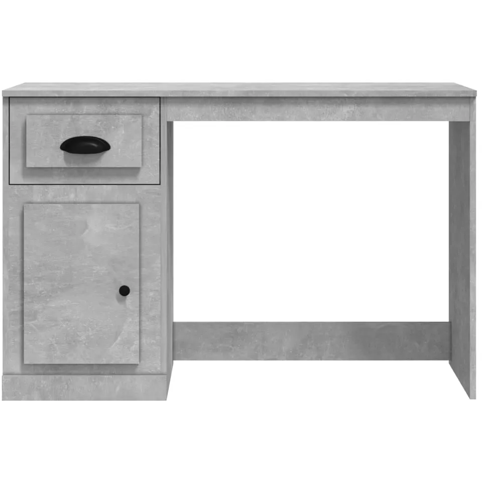 vidaXL Bureau met lade 115x50x75 cm bewerkt hout betongrijs grijs, foto 4