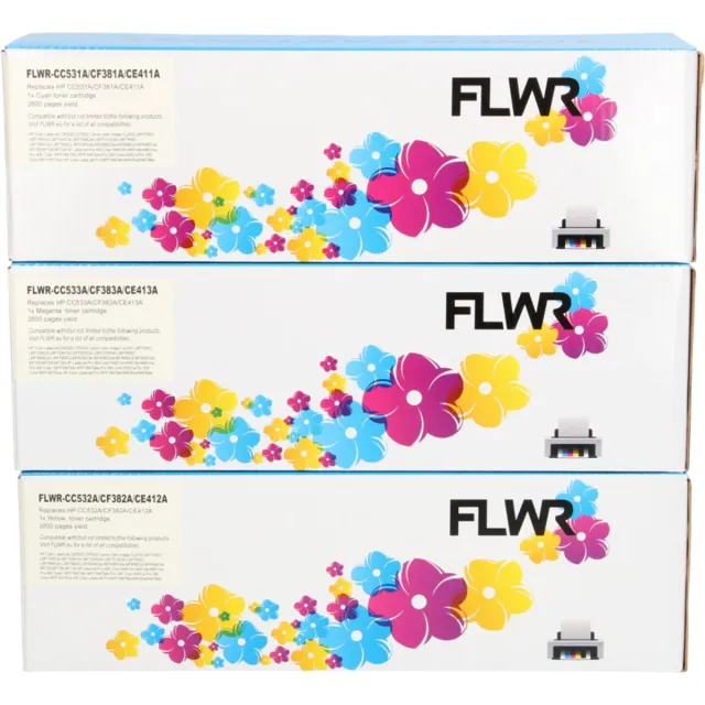 FLWR Toner / 304A / 3-Pack / Cyaan, Geel, Magenta - Geschikt voor HP