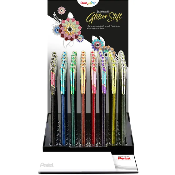 Pentel Gelschrijver Pentel K110 Dual medium metallic assorti 8 kleuren