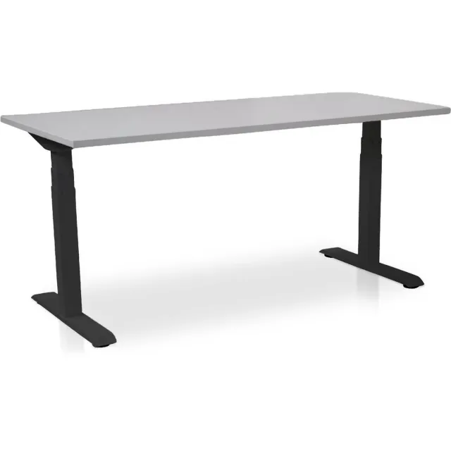 Lineaflex MRC Zit-sta bureau elektrisch verstelbaar - MRC PRO-L 2.0 NEN-EN 527 | 140 x 80 cm | frame zwart - blad grijs - met kabelmanagement | memory functie met 4 standen | 150kg draagvermogen Zwart frame