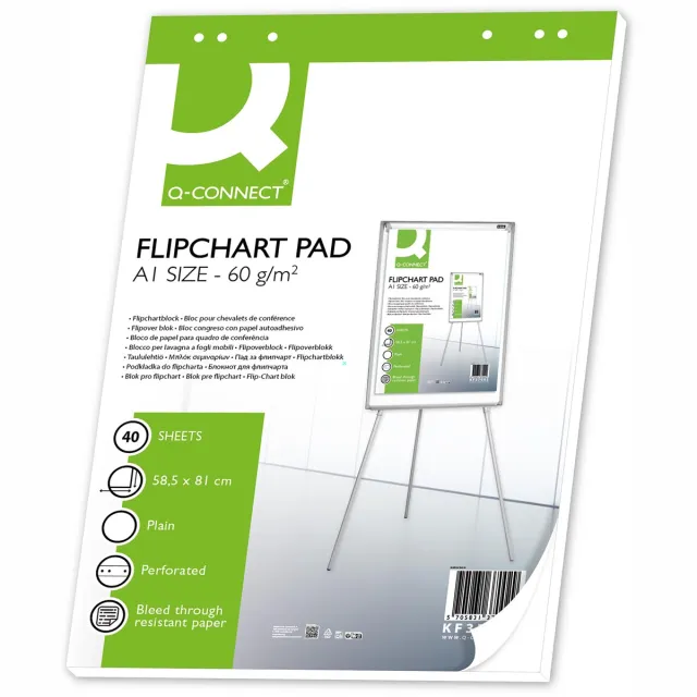 Q-CONNECT flip-overblok, ft 585 x 810 mm, 60 g/m², blanco, 40 vel