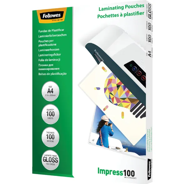 Fellowes Lamineerhoes Fellowes A4 2x100micron glans 100 stuks