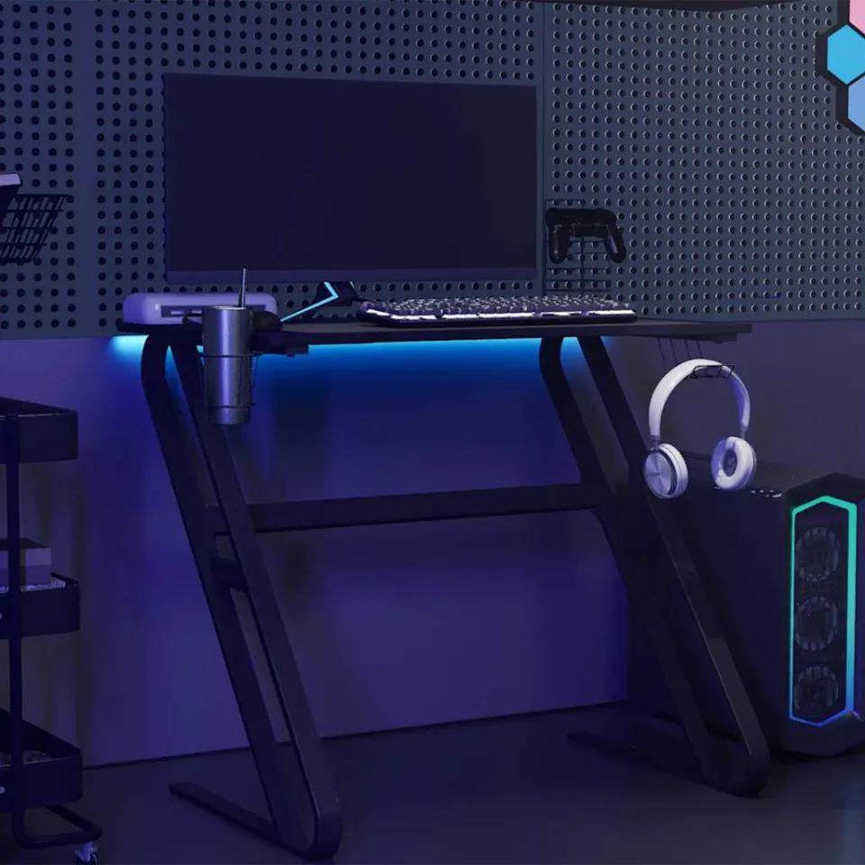 vidaXL Gamingbureau met ZZ-vormige poten 90x60x75 cm zwart, foto 3