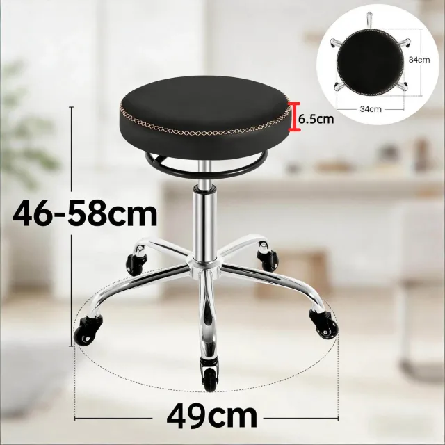 MODENUIT Rolkruk 46-58 cm - Draaibaar en In Hoogte Verstelbaar - Voor Kantoor, Salon En Werkplaats - PU - Zwart
