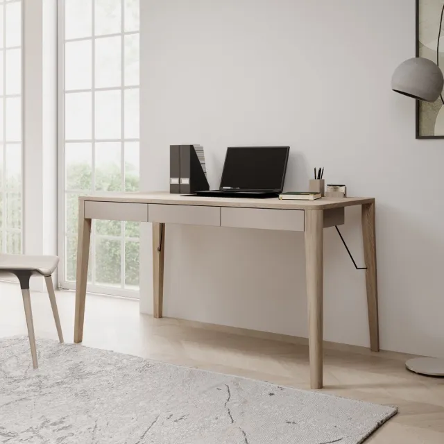 MEUBELLA Bureau Mazar - Licht eiken - 139 cm Bruin