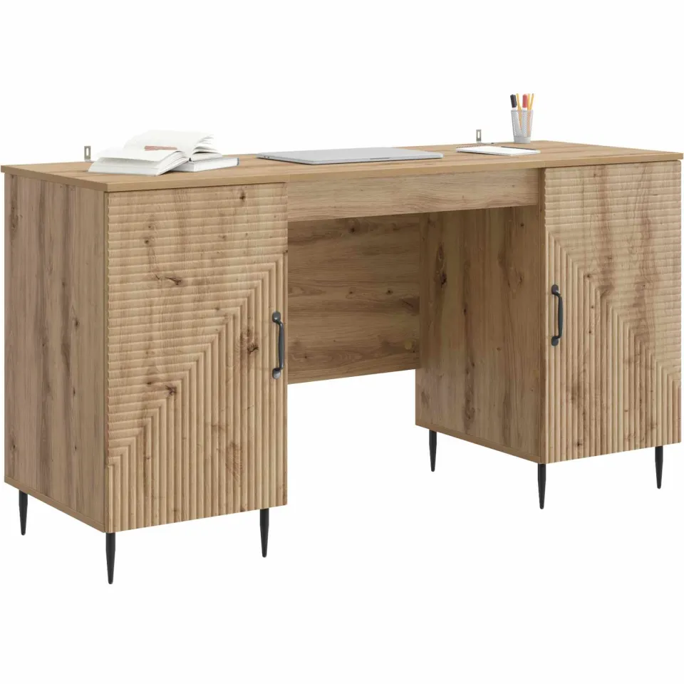 vidaXL Bureau Artisanaal eiken 142,5 x 50 x 75 cm Bewerkt hout Bruin