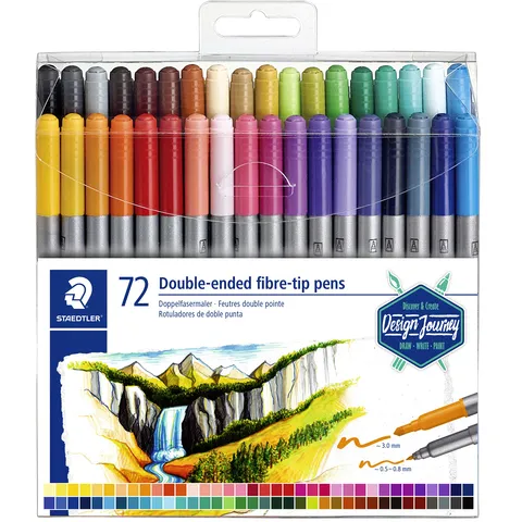 Staedtler Kleurstift Staedtler 3200 dubbele punt fijn en ultrafijn etui à 72 ass