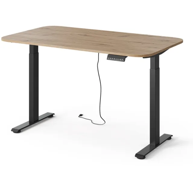 Vicco Elevate Bureau – 140 x 80 cm 2 motoren Zwart/Ambachtelijk Zwart/Artisanaal eiken
