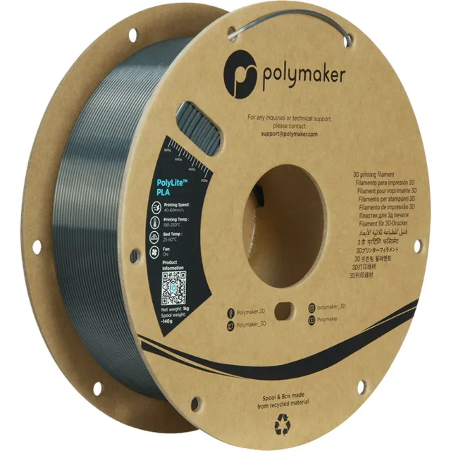 Polymaker PolyLite PLA Silk Gunmetal Grey 1.75 mm 1KG Gunmetal Grijs