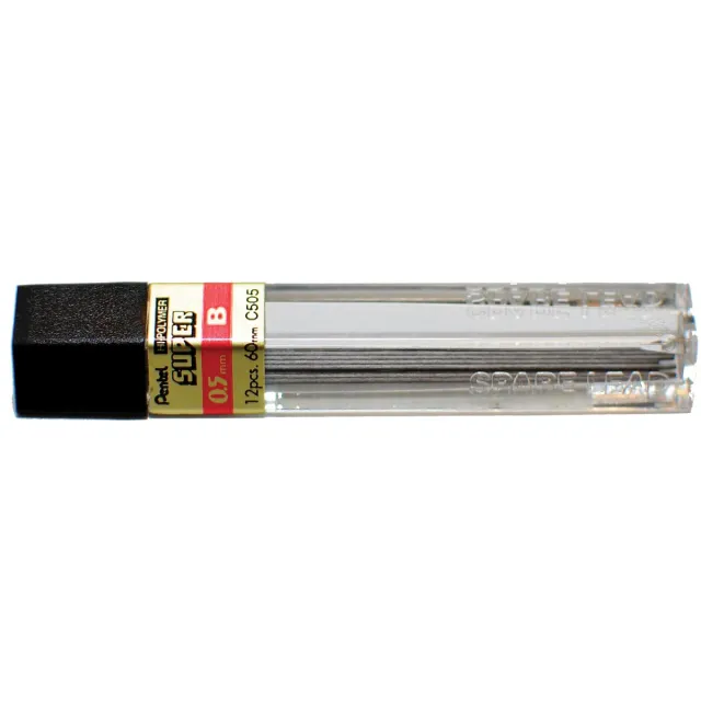 Pentel potloodstiften, 0,5 mm, 2B, etui van 12 stuks