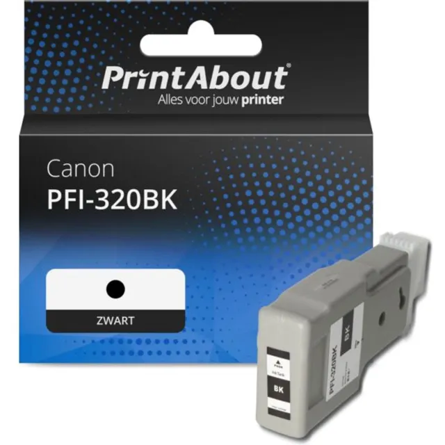 PrintAbout huismerk Inktcartridge PFI-320BK Zwart Hoge capaciteit geschikt voor Canon
