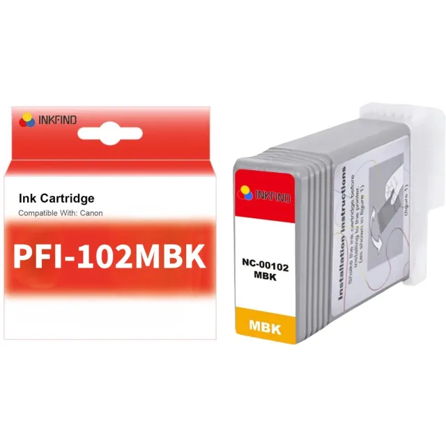 INKFIND PFI-102 Mat Zwart (MBK) Inktcartridge compatibel met Canon PFI-102 - 1-pack Mat Zwart (MBK) *1 Mat Zwart x1