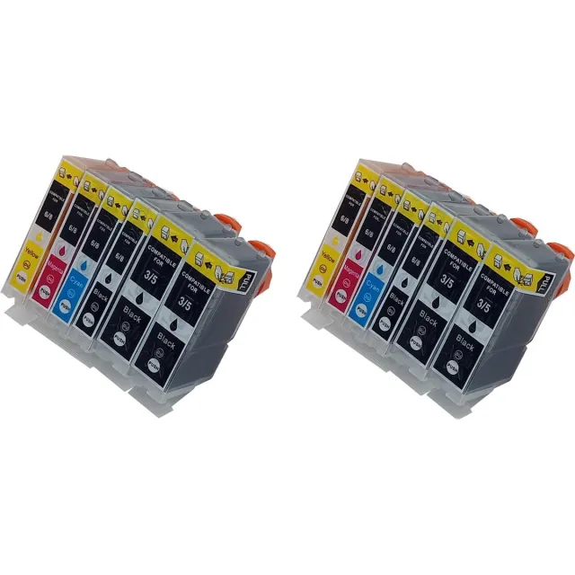 KATRIZ huismerk inkt voor Canon 4X PGI5XLBK + 2X CLI8XLBK + 2X CLI8XL Cyaan + 2X CLI8XL Magenta + 2X CLI8XL Geel (12stuks) - Met chip Zwart, foto zwart, cyaan, magenta, geel