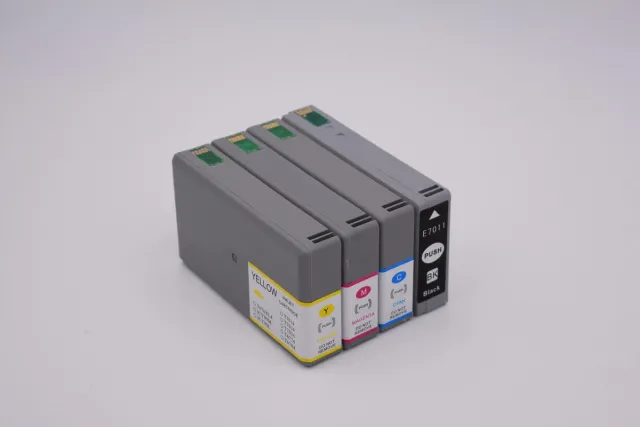 KATRIZ huismerk inkt voor|Epson T7011XL BK+ T7012XL Cyan + T7013XL Magenta + T7014XL Yellow | (4stuks) - Met chip Zwart, Cyaan, Magenta, Geel