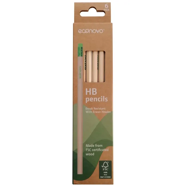 Econovo Potlood Econovo HB met gumtop blister à 6 stuks