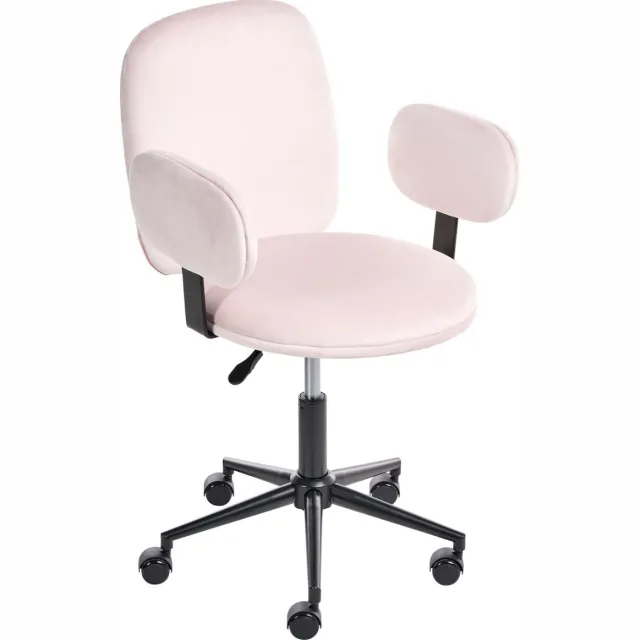 Beliani MORAGA - Bureaustoel - Pastelroze - Fluweel
