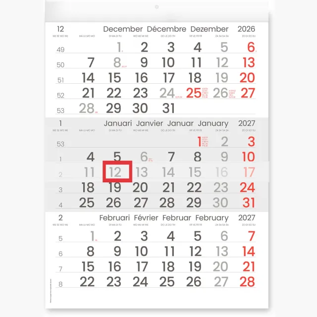 Driemaandskalender Compact, 2027