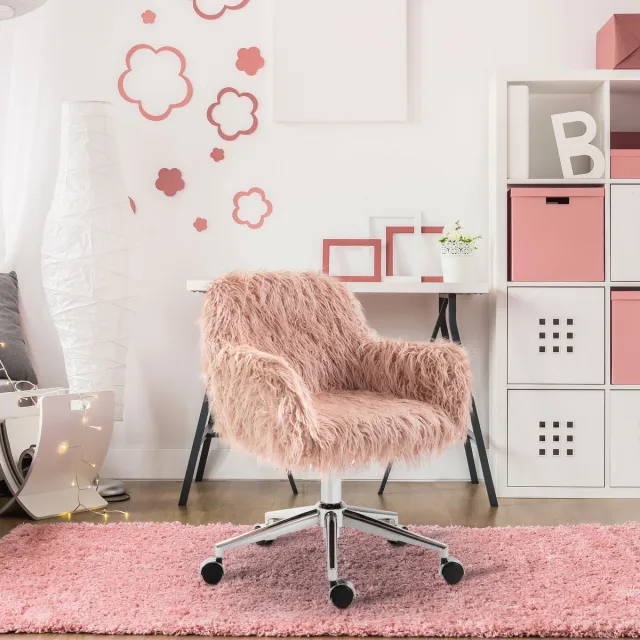 HAUSS SPOLE Bureaustoel 57 X 60 X 75 85 Cm - In Hoogte Verstelbaar En Ergonomisch - Voor Slaapkamer En Kantoor - Nylon - Roze