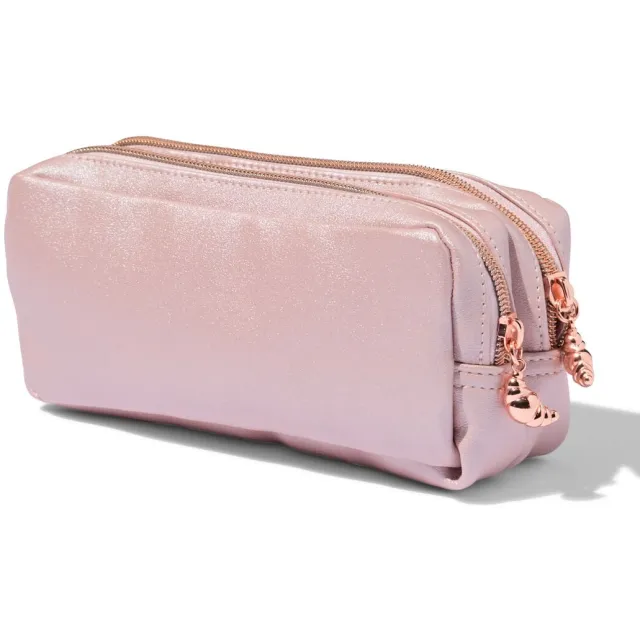 HEMA Etui 20x7x9cm dubbele rits kuntsleer (roze)