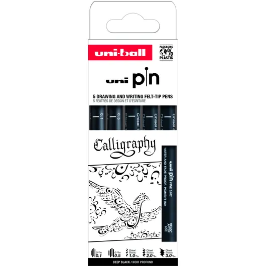 Uni-ball Fineliner Uni-ball Pin Calligraphie set à 5 stuks assorti