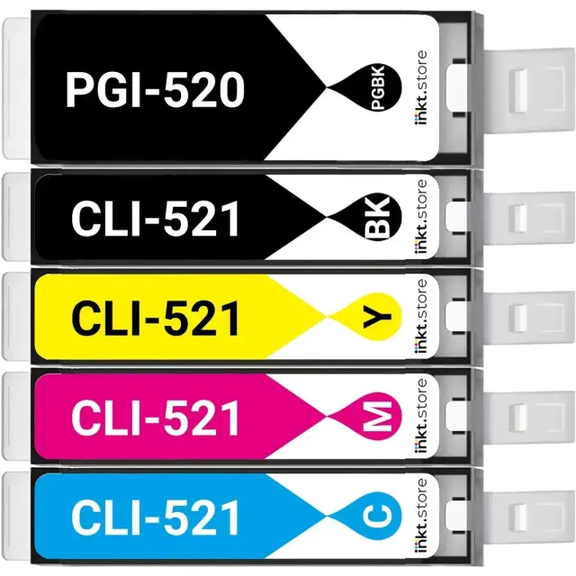 G&G Voordeelset - Vervanger voor Canon 520 & 521 Black, PhotoBlack, Cyan, Magenta, Yellow