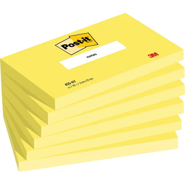 Post-It Notes , 100 vel, ft 76 x 127 mm, pak van 6 blokken, neongeel
