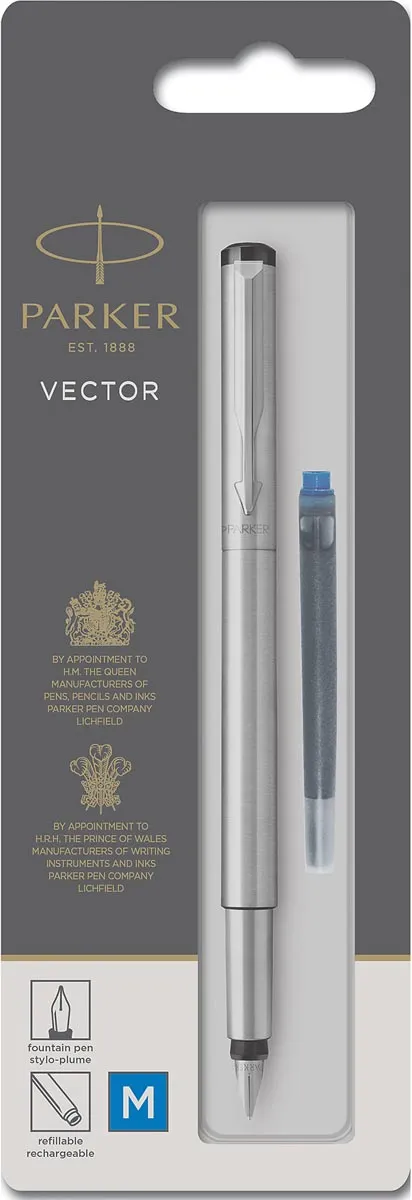 Parker Vulpen parker vector stainless steel medium Blister blauw