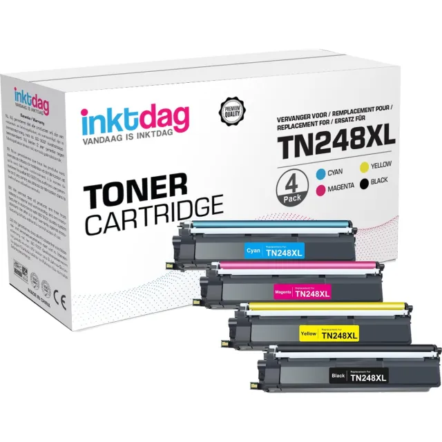 inktdag toner cartridge Geschikt Voor Brother TN-248 | Multipack van 4 stuks Geschikt voor Brother L3515CDW - L3520CDW - L3527CDW - L3555CDW - L3560CDW - L3215CW - L3220CW - L3240CDW - L8230CDW - L8240CDW - L3740CDW - L3760CDW - L8340CDW Zwart / Black (3000 pages)