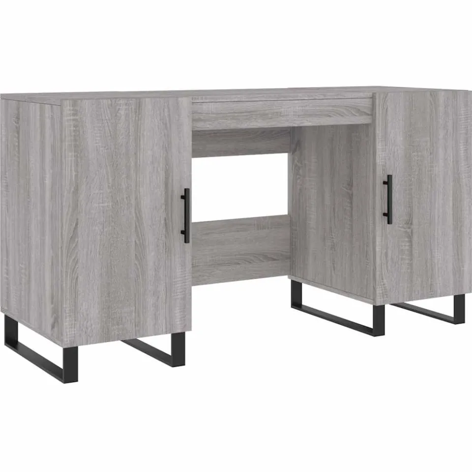 vidaXL Bureau 140x50x75 cm bewerkt hout grijs sonoma eikenkleurig, foto 3