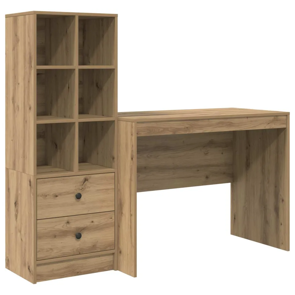 vidaXL Bureau Artisan Eiken 145.5 x 50 x 127 cm 2 st, foto 3