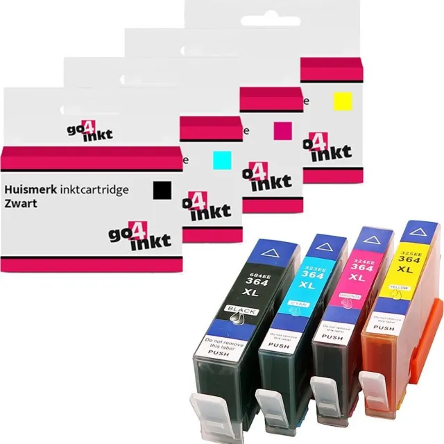 Go4inkt Compatible HP 364XL bk/c/m/y inkt cartridges multipack van Go4inkt - Zwart, Cyaan, Magenta, Yellow Zwart, cyaan, magenta, yellow (4 stuks)