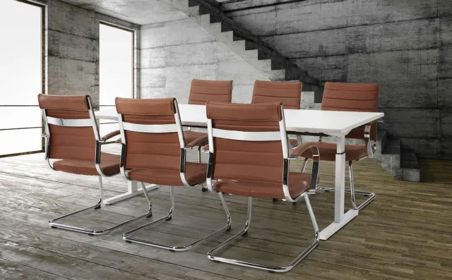 ABC Kantoormeubelen T-poot bureau vergadertafel Quick 200x100cm bladkleur Logan eiken framekleur Zwart (RAL9005) Zwart (RAL9005)/Logan eiken