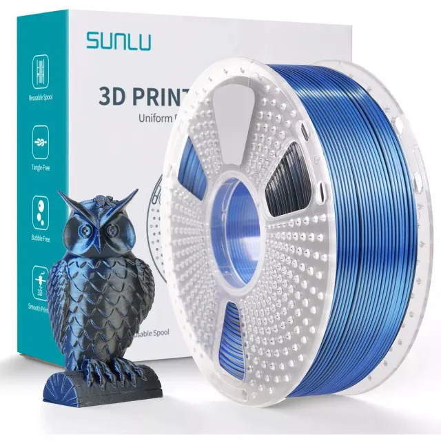 Sunlu Silk PLA+ Dual Color Zwart blauw zijdeglans / Black blue 1kg - 1.75mm - 3D printer filament