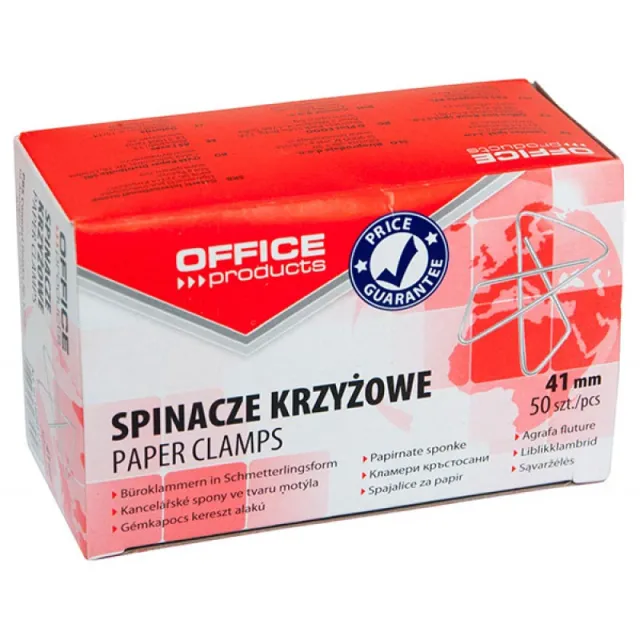 Office Products vlinderklemmen, 41 mm, gegalvaniseerd, doos van 50 stuks