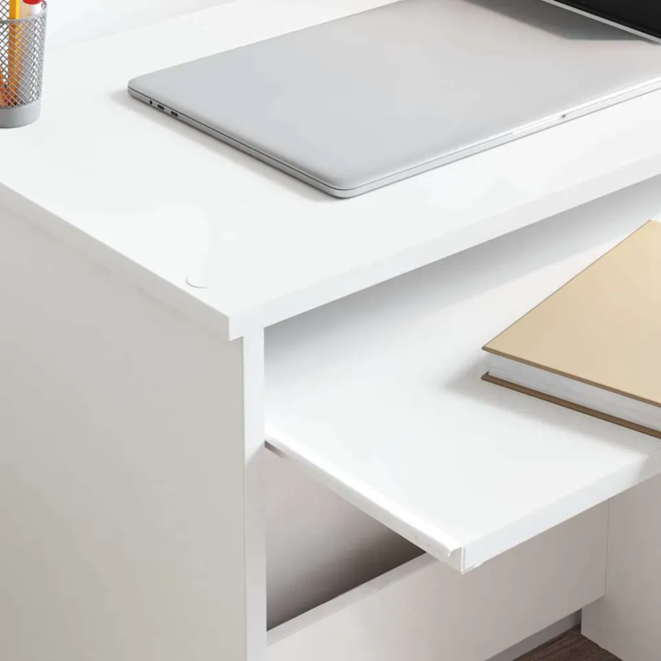 vidaXL Bureau Wit 106 x 41 x 88,5 cm Bewerkt hout, foto 4