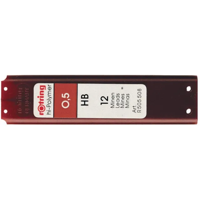 Rotring potloodstiften, 0,5 mm, HB, etui van 12 stuks