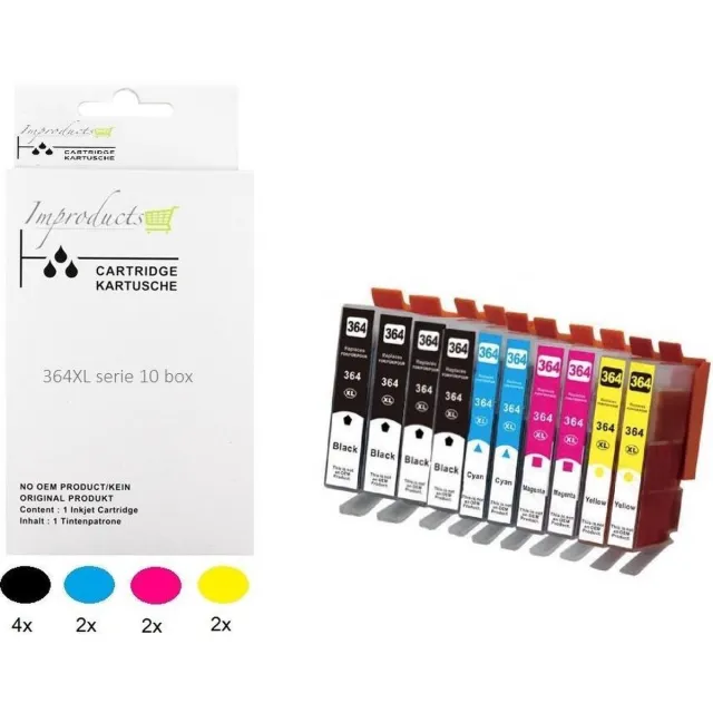 Improducts Inkt cartridges - Alternatief HP 364 XL 364XL multi pack 10 box Zwart